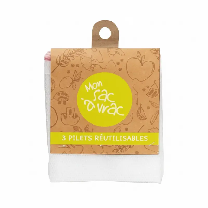 3 Filets réutilisables Mon Sac en Vrac 25x30 / 30x33 / 30x40 cm