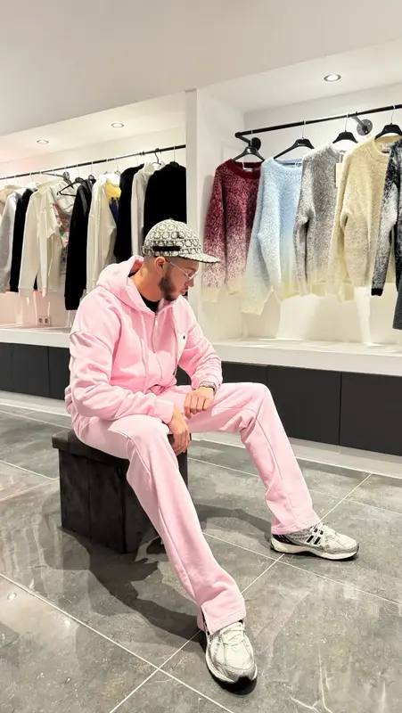 ADJ - Gilet Rose - Cœur Blanc Brodé