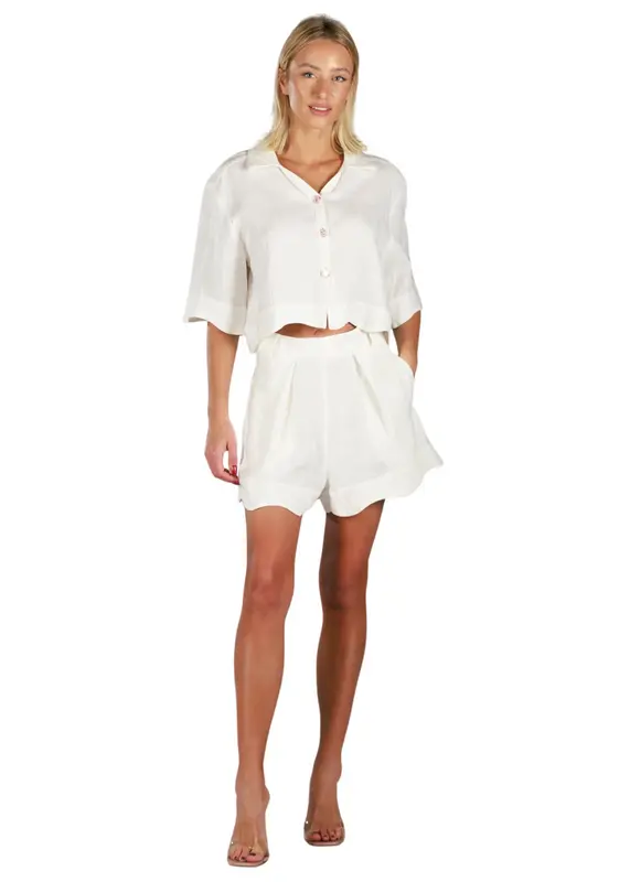 ADRIANA WHITE | Women linen blouse short sleeve