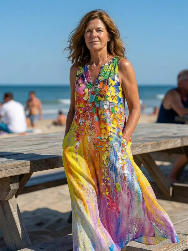 Alina - Robe Maxi Décontractée Multicolore