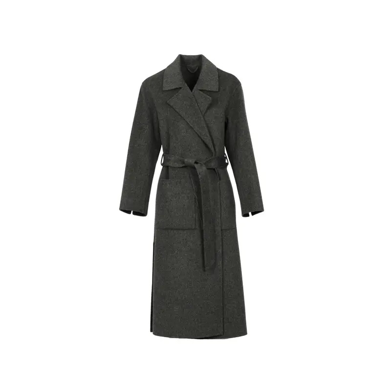 ALLEGORIA (REF. 64303) ANTHRACITE- MANTEAU EN LAINE MELANGEE AVEC CEINTURE A NOUER