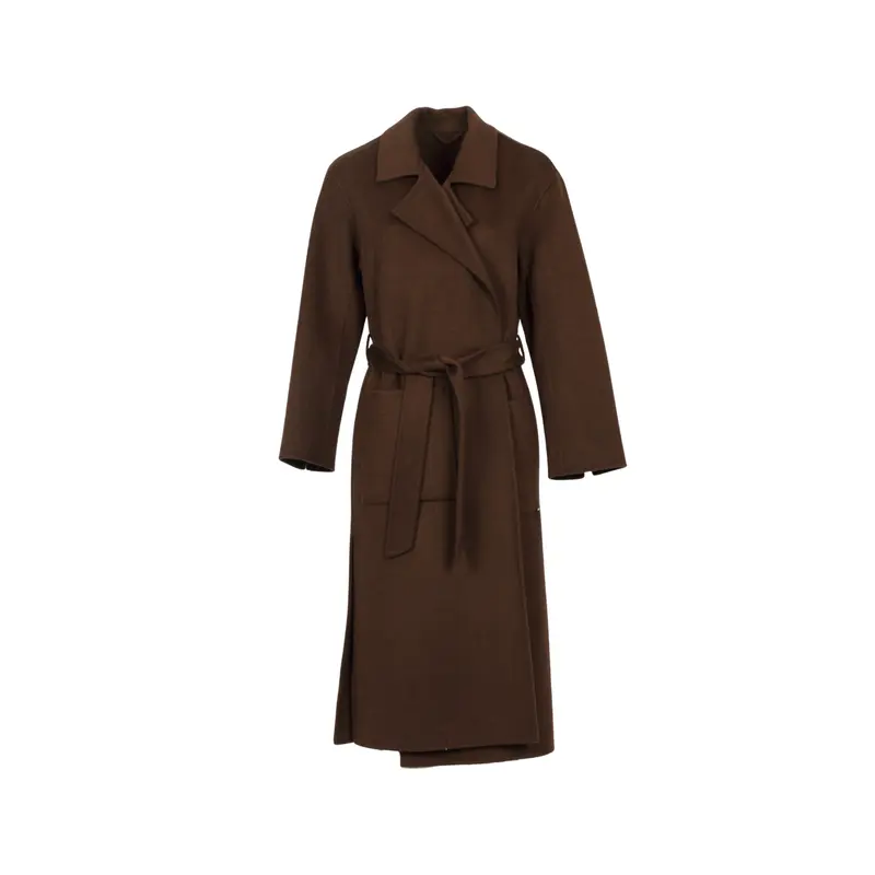 ALLEGORIA (REF. 64303) CHOCO - MANTEAU EN LAINE MELANGEE AVEC CEINTURE A NOUER