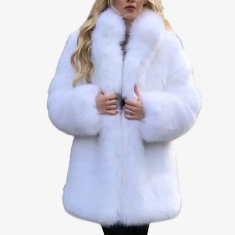 Amara – Manteau mi-long à manches longues avec fausse fourrure