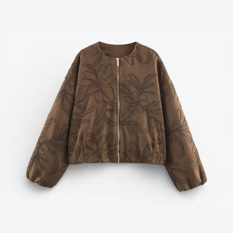 Amaya – Veste zippée à manches longues, col rond et poches