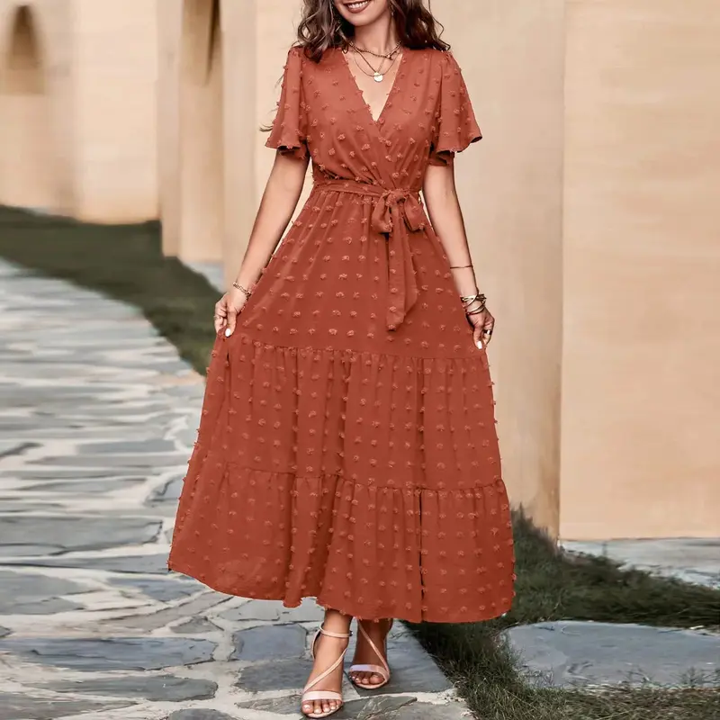 Anaya - Robe à pois suisses coupe fluide avec volants