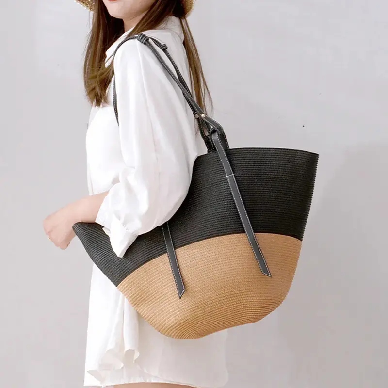 Anna - Sac de plage en paille polyvalent grande capacité