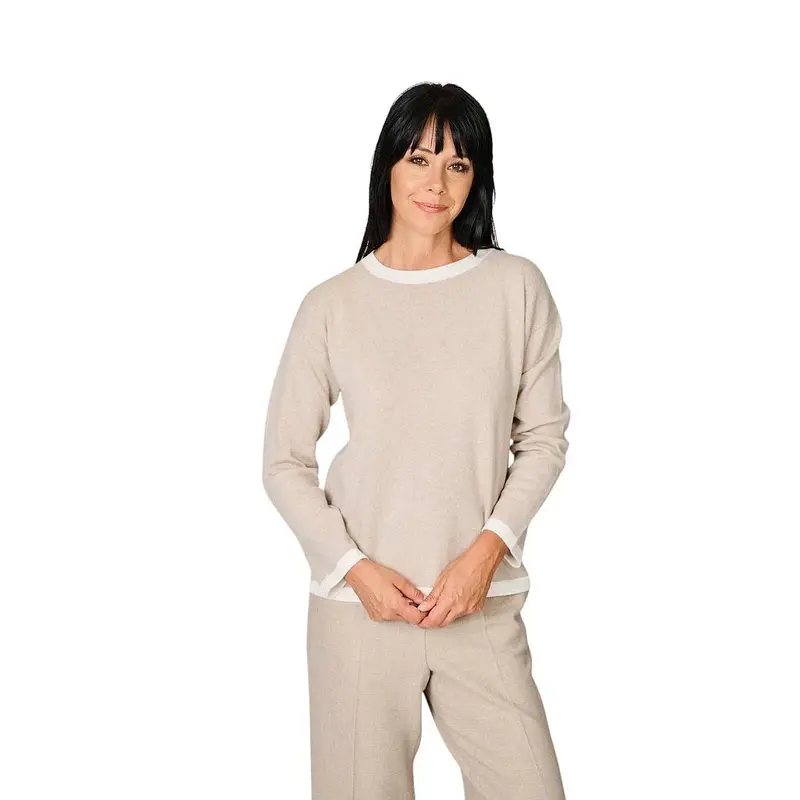 Anneclaire pull à enfiler col rond femme beige D1842 857 770