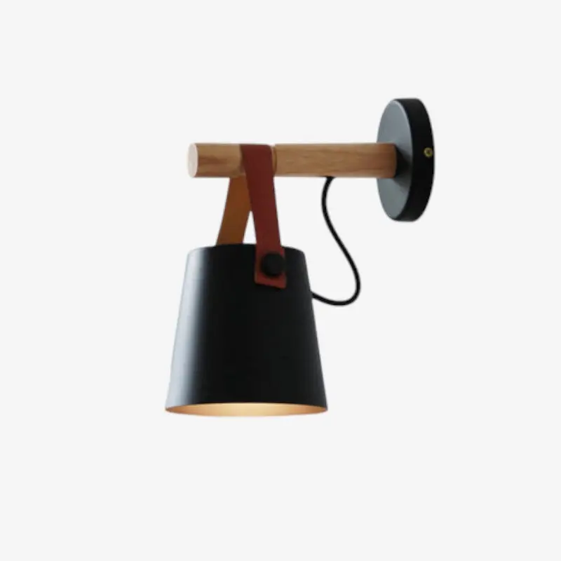 Applique murale en bois avec cloche suspendue