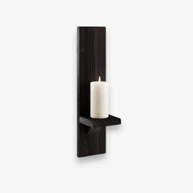 Appliques murales rustiques en bois pour bougies