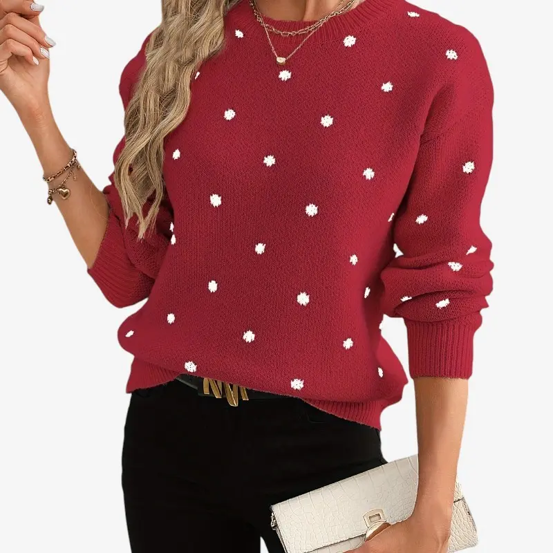Arelia – Pull ample à manches longues avec col rond et motif imprimé