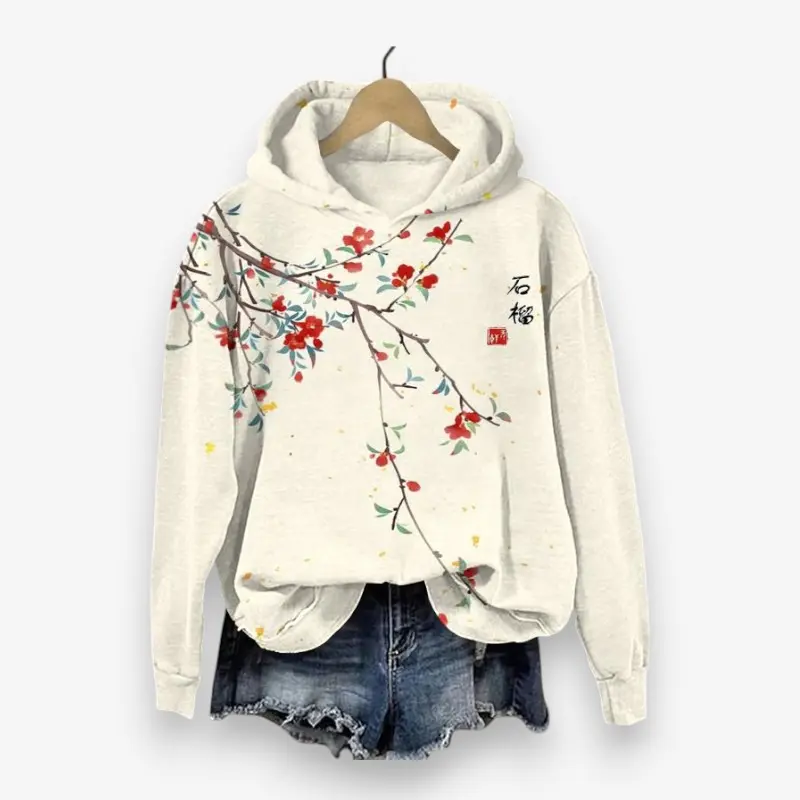Aria – Sweat à capuche imprimé oversize à manches longues