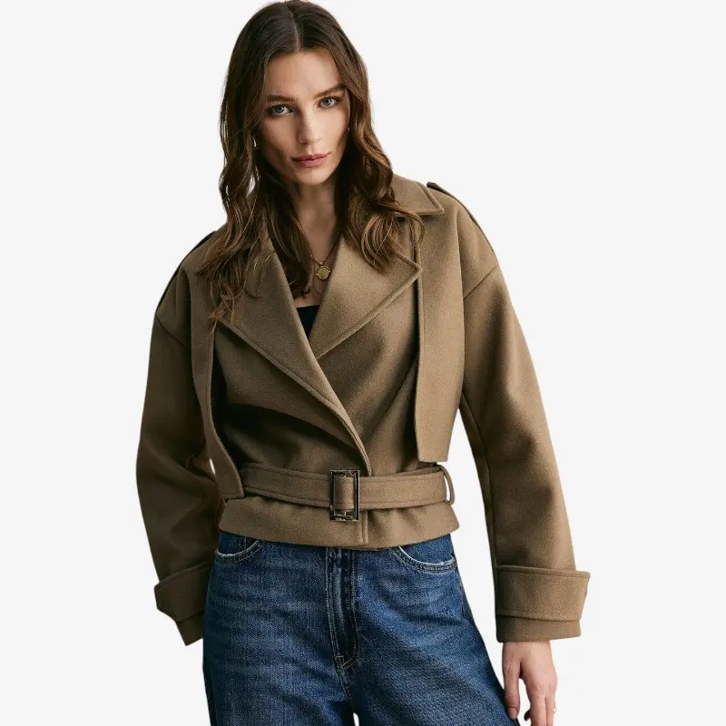 Aria – Veste à manches longues avec col rabattu et ceinture ajustable
