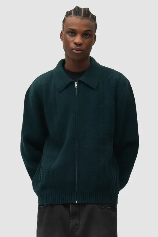 Arte Antwerp CABLE KNIT ZIP CARDIGAN Green