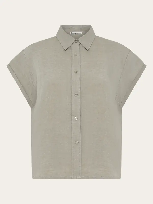 ASTER fold up short sleeve linen shirt - Yarndyed Twill