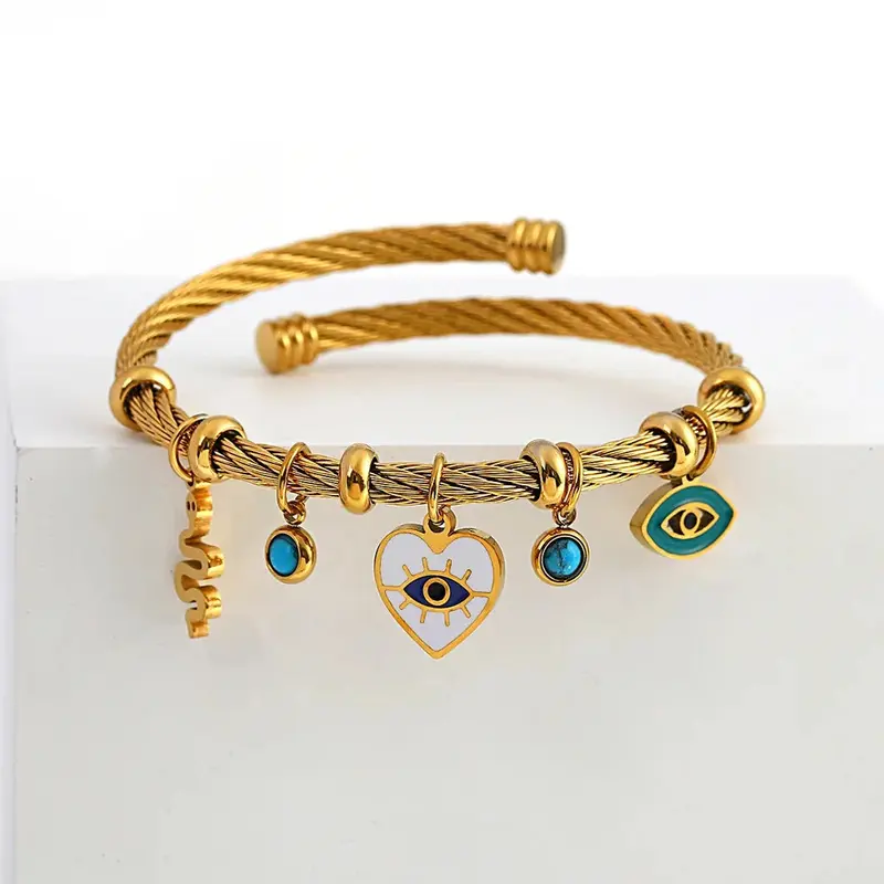 Aura - Bracelet torsadé contre le mauvais œil avec accents en cristal