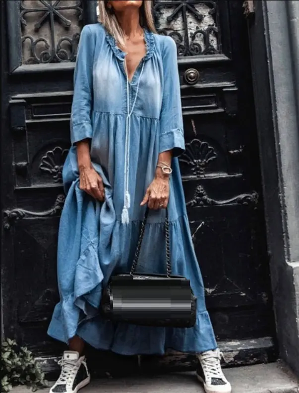Ava - Robe en denim avec cordon