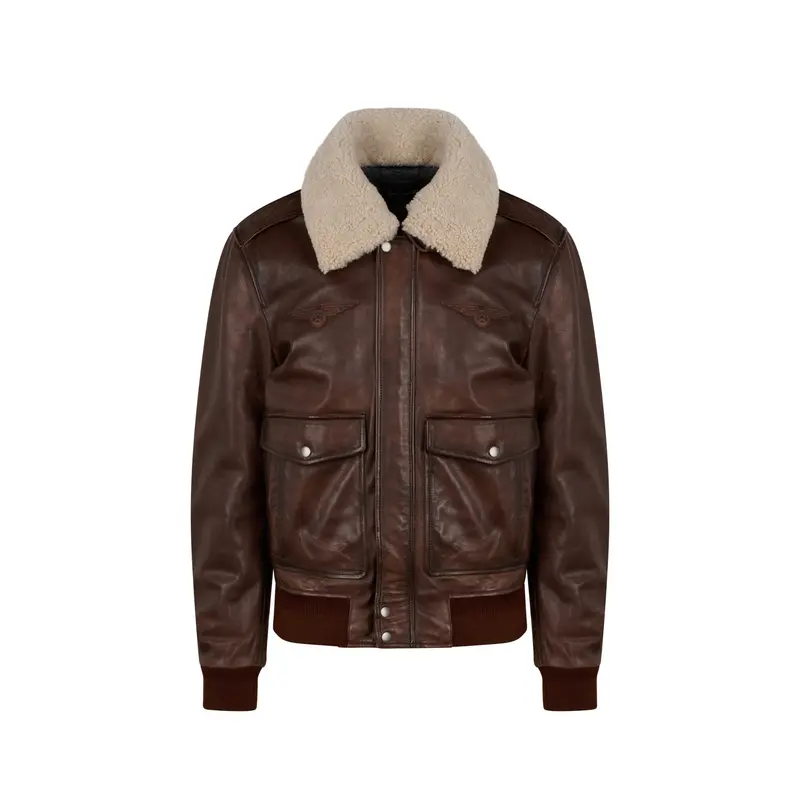 B12 (REF. 65177) MARRON VIEILLI - BLOUSON EN CUIR