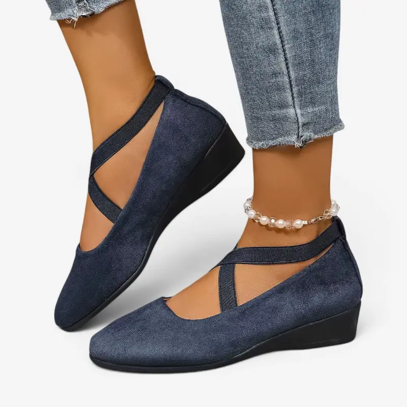 Ballerines à bout pointu pour femme avec brides croisées à la cheville