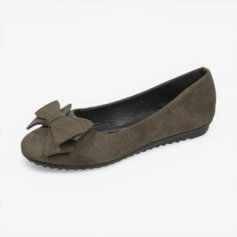 Ballerines femme à enfiler bout rond avec nœud