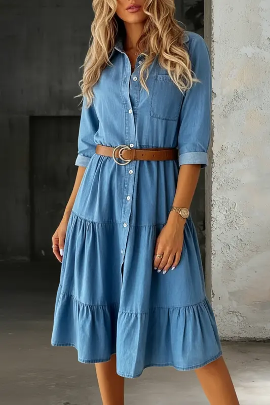 Barbara - Robe Midi Décontractée Élégante