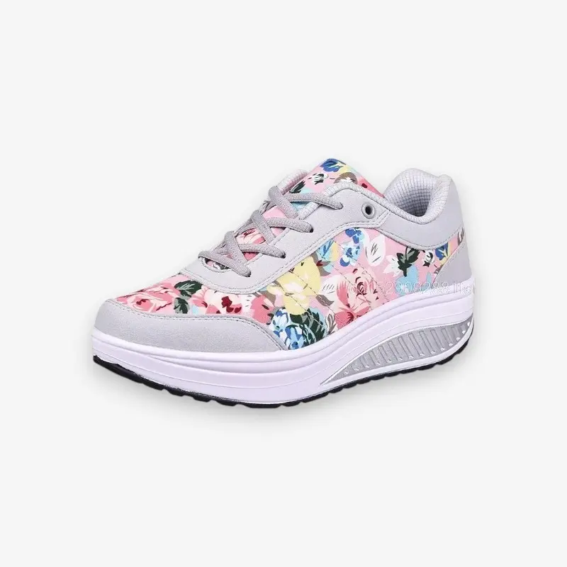Baskets femme imprimé floral semelle coussinée