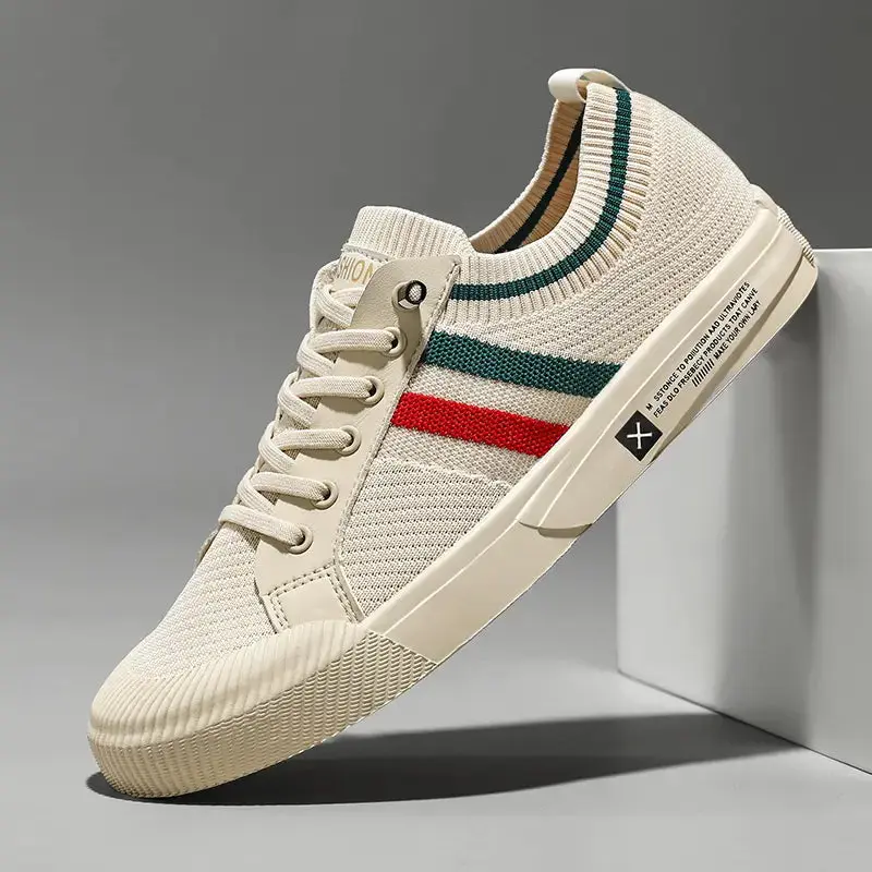 Baskets minimalistes homme à bande rétro, col souple
