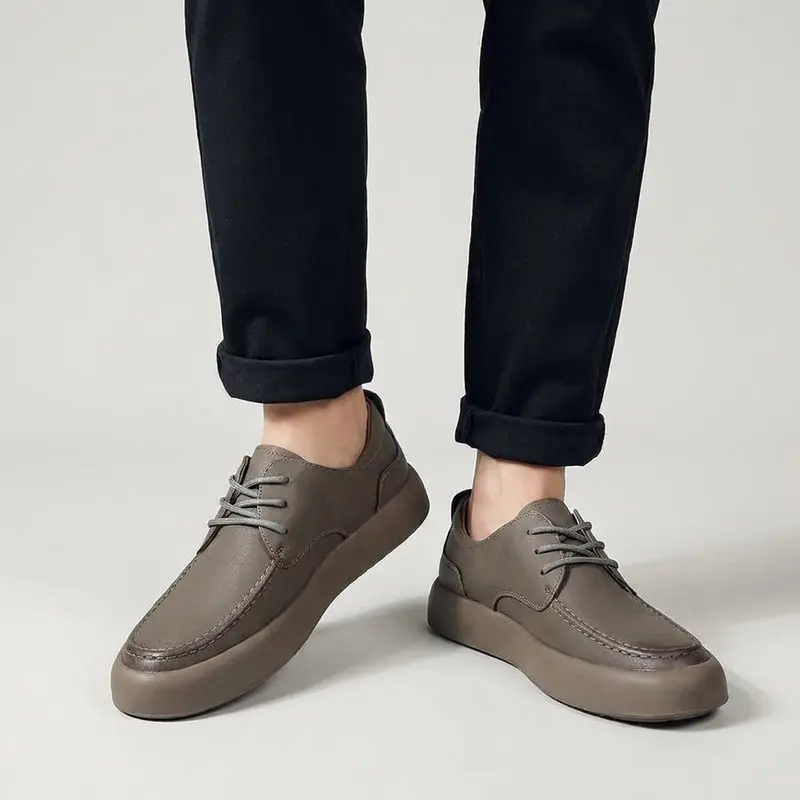 Baskets minimalistes homme, surpiqûres fines