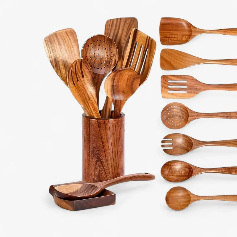 Batterie de cuisine en bois résistante à la chaleur