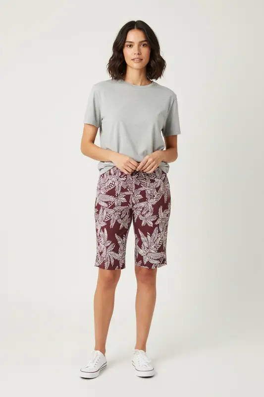Bermuda Bordeaux et Blanc - Taille M/38