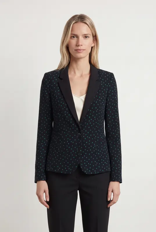 Blazer Bleu à Pois Verts - Taille S/36