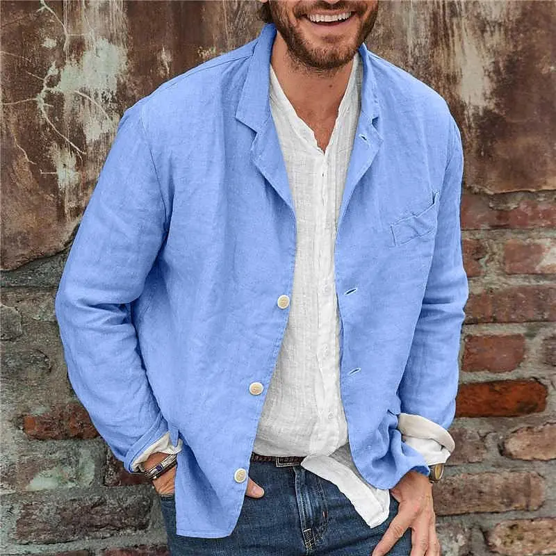Blazer casual homme léger et texturé, revers crantés