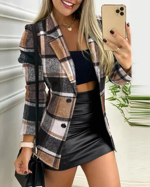Blazer élégant fait à la main avec Plaid Design