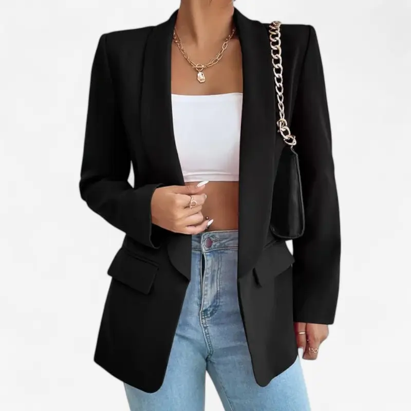 Blazer femme ajusté manches longues avec poches fonctionnelles