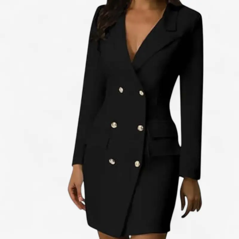 Blazer femme ceinturé manches longues avec poches pratiques