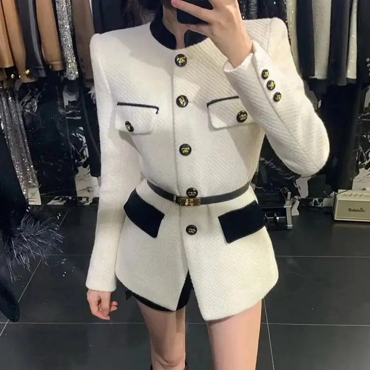Blazer femme manches longues poches multiples