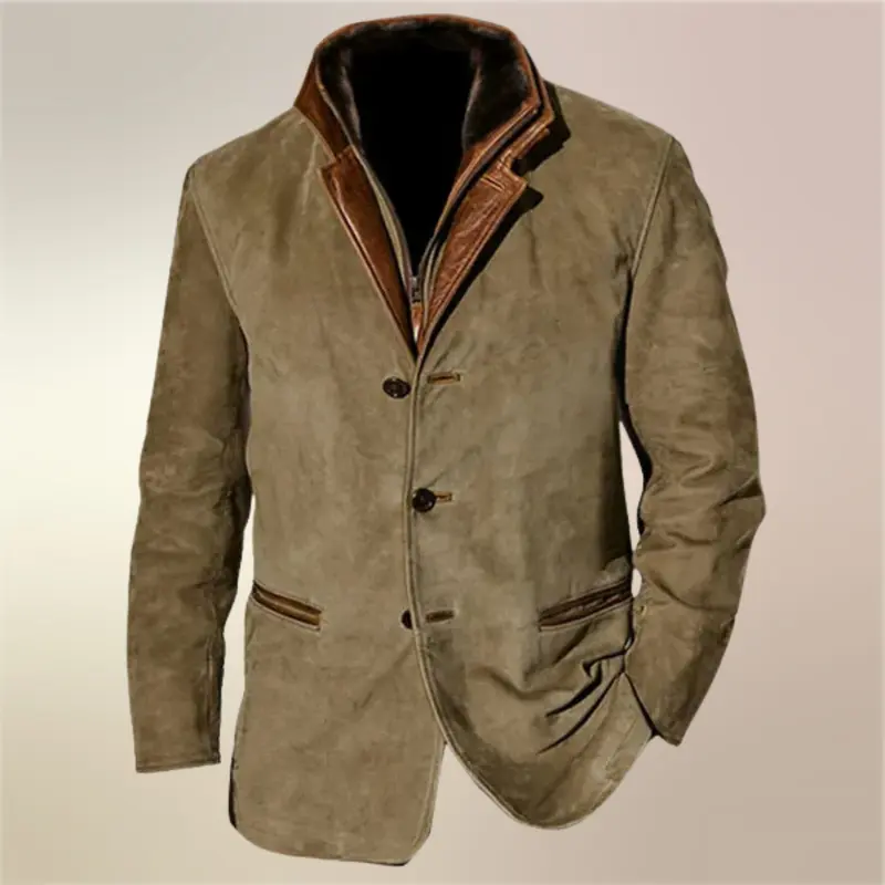 Blazer homme en daim, doublure chaude et style rustique