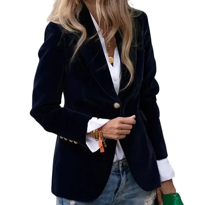 Blazer manches longues col revers avec bouton unique