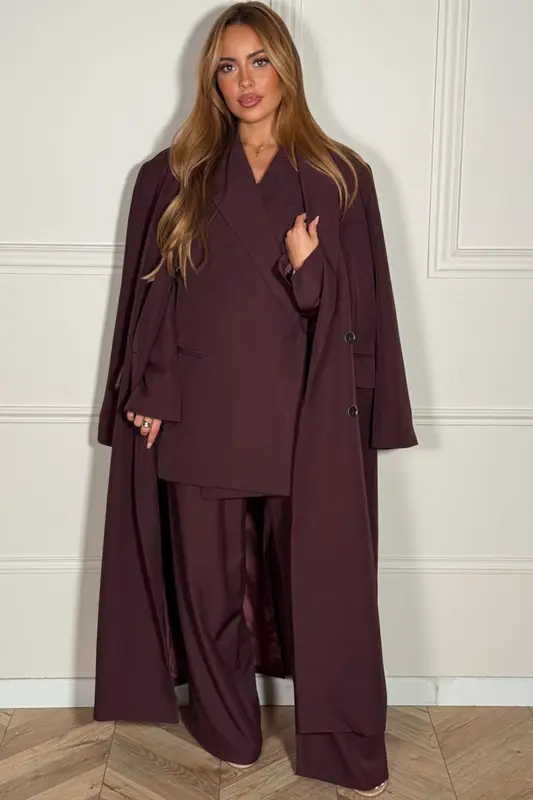 Blazer Maxi Long Oversize à Poches Femme - Style Business Chic