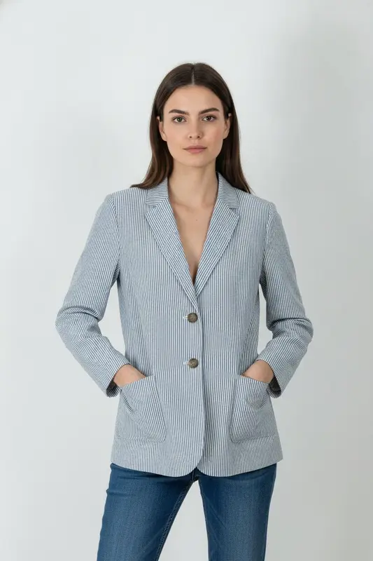Blazer Rayé Bleu et Blanc - Taille XXL/44