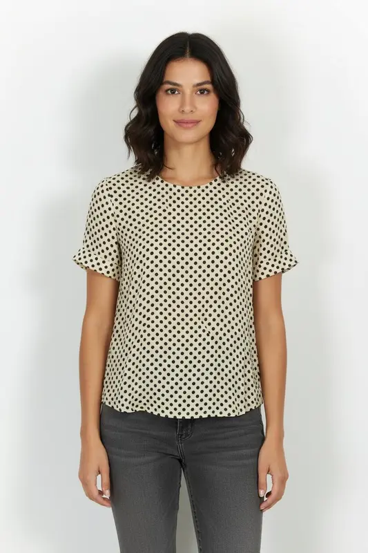 Blouse Beige et Noire - Taille M/38