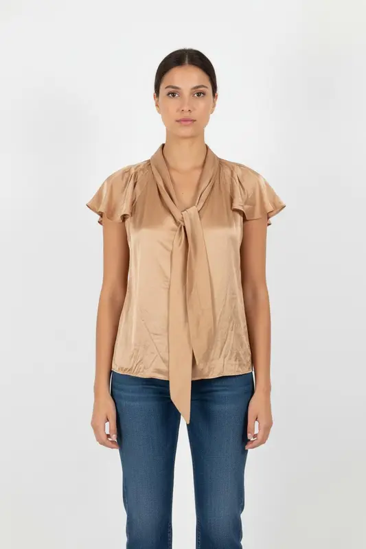 Blouse beige satinée - Taille S/36