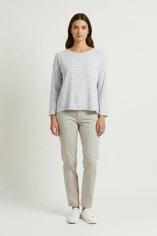 Blouse Blanc et Gris - Taille XS/34