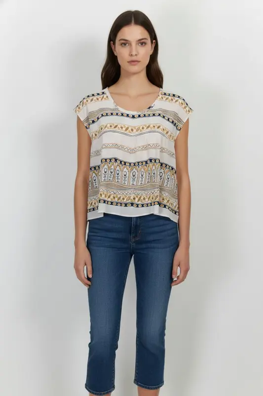 Blouse Blanc et Jaune - Taille L/40
