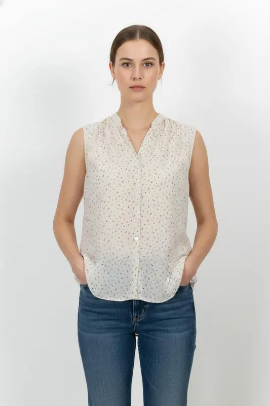 Blouse Blanche à Fleurs Multicolores - Taille M/38 - imparfaites