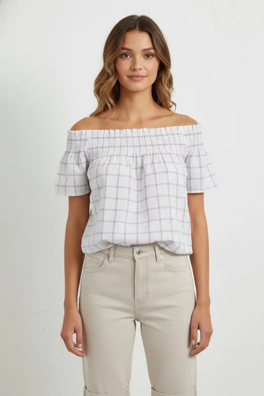 Blouse Blanche et Bleu - Taille S/36