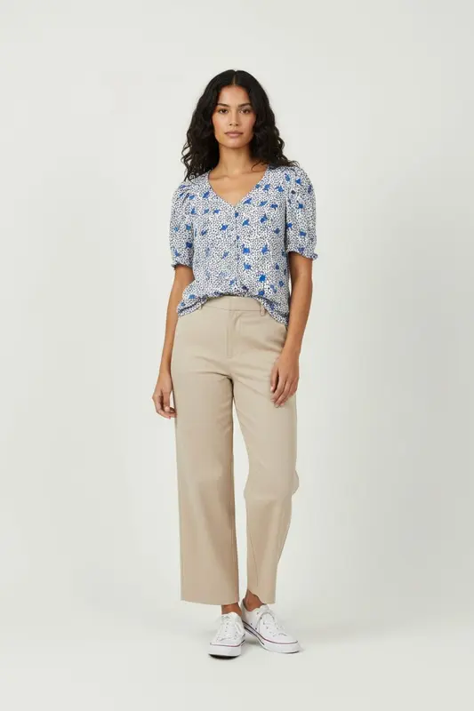 Blouse Blanche et Bleue - Taille M/38