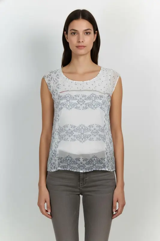 Blouse Blanche et Bleue - Taille XL/42