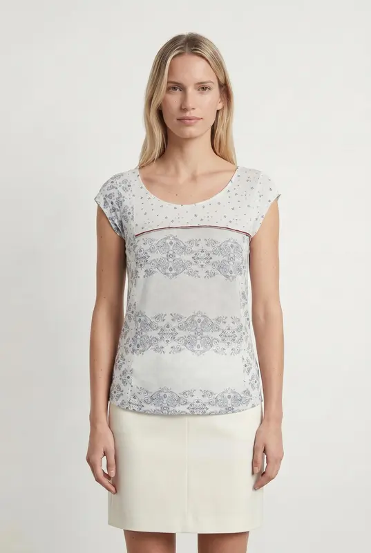 Blouse Blanche et Bleue - Taille XS/34
