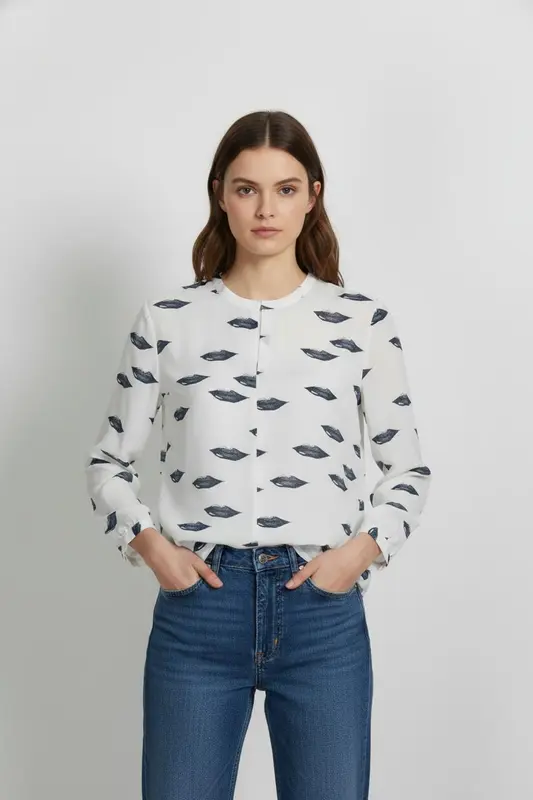 Blouse Blanche et Noire - Taille L/40