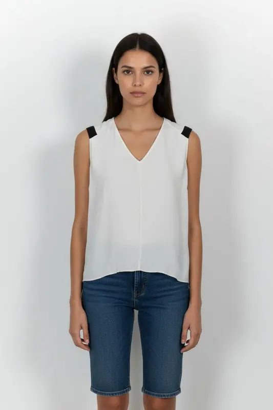 Blouse Blanche et Noire - Taille M/38